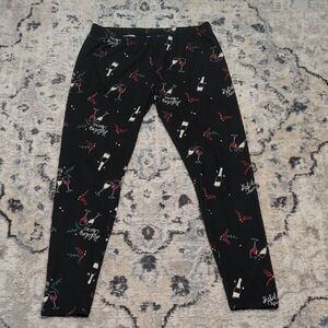 APT.9 Holiday Cheers Wine Bottle Print Leggings Women’s Medium